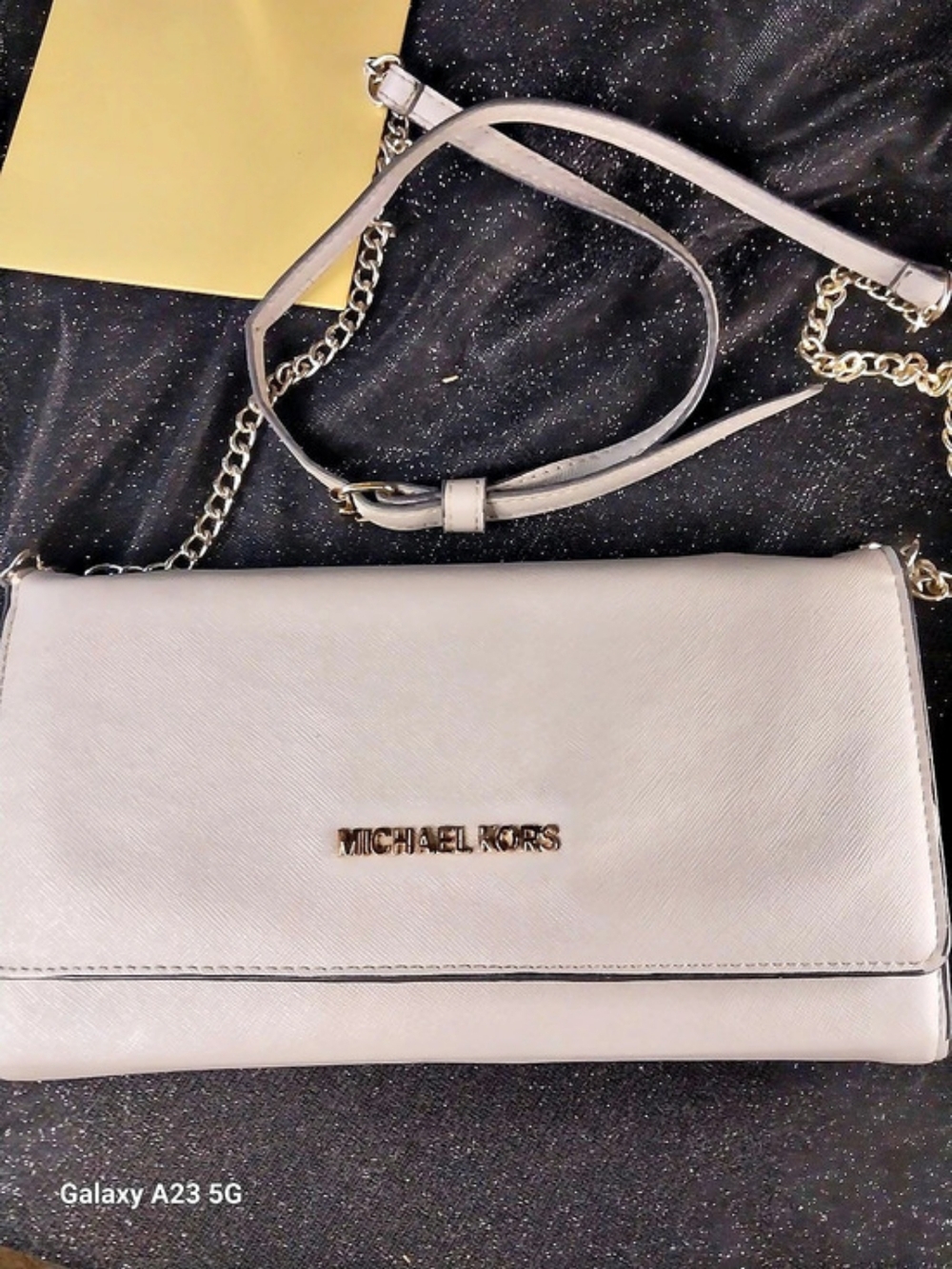 Michael Kors Jet Set Travel Saffiano Leather Crossbody Bag Gray